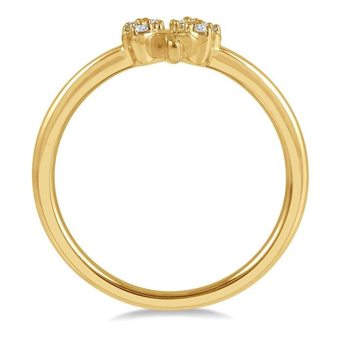 1/10 Ctw Clover Charm Round Cut Diamond Petite Fashion Ring in 14K Yellow Gold