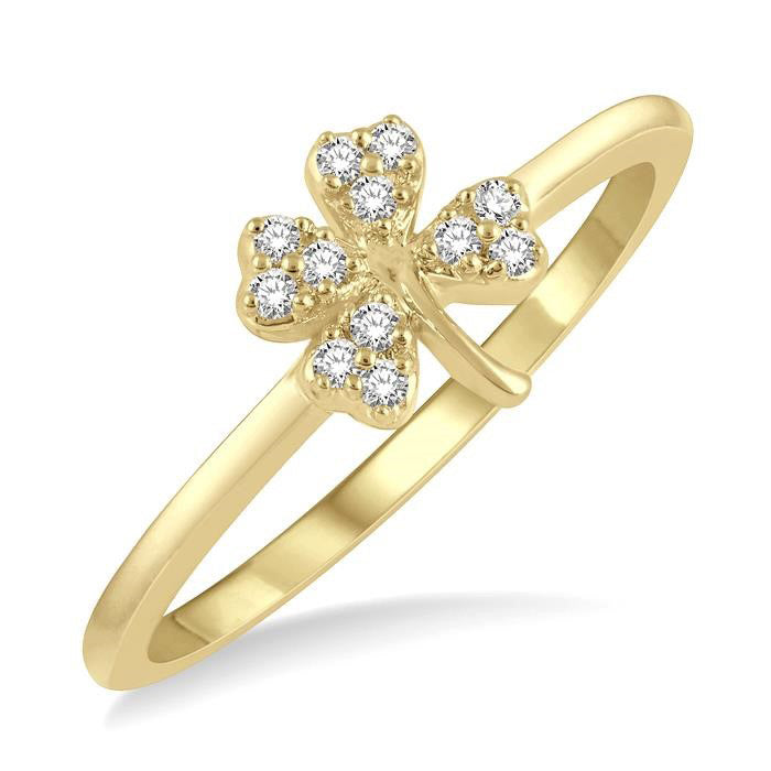 Clover Yellow Gold Diamond Ring