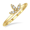 1/10 Ctw Tri Leaf Round Cut Diamond Petite Fashion Ring in 10K Yellow Gold