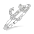 1/10 Ctw Anchor Charm Round Cut Diamond Petite Fashion Ring in 10K White Gold