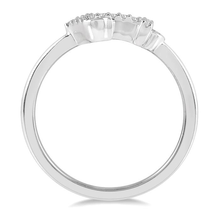 1/10 Ctw Anchor Charm Round Cut Diamond Petite Fashion Ring in 10K White Gold