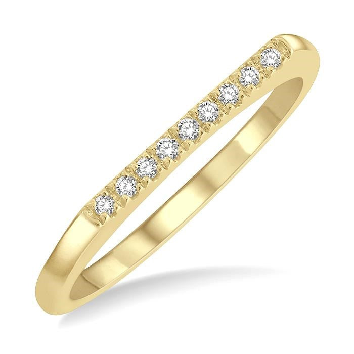 1/20 Ctw Bar Top Round Cut Diamond Stackable Petite Ring in 10K Yellow Gold