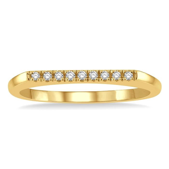 1/20 Ctw Bar Top Round Cut Diamond Stackable Petite Ring in 10K Yellow Gold