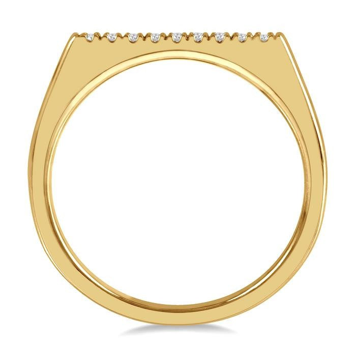 1/20 Ctw Bar Top Round Cut Diamond Stackable Petite Ring in 10K Yellow Gold