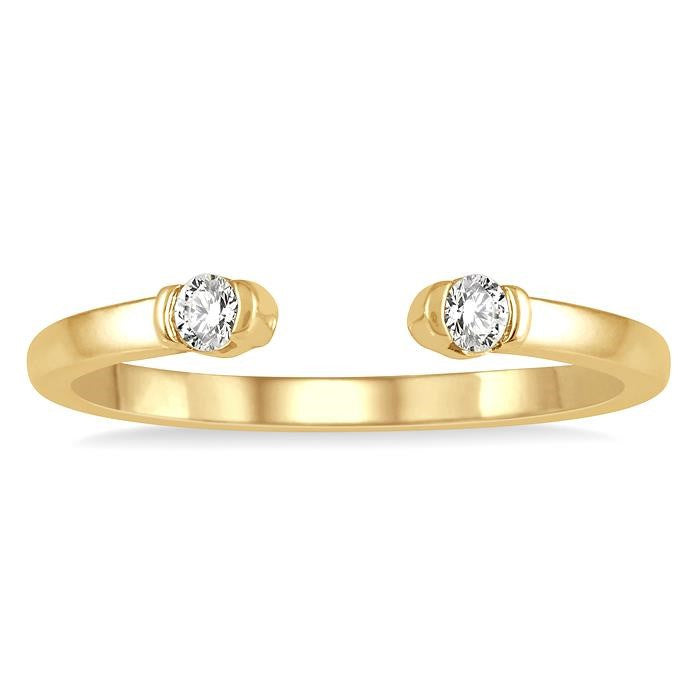 1/10 Ctw Open Center Round Cut Diamond Stackable Petite Ring in 10K Yellow Gold