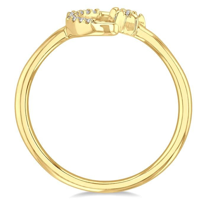 1/20 Ctw Petite Crescent and Star Round Cut Diamond Stackable Fashion Ring in 10K Yellow Gold