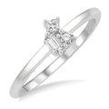 1/6 Ctw Petite Tri-Stone Scatter Princess, Baguette & Round Cut Diamond Fashion Ring in 10K White Gold