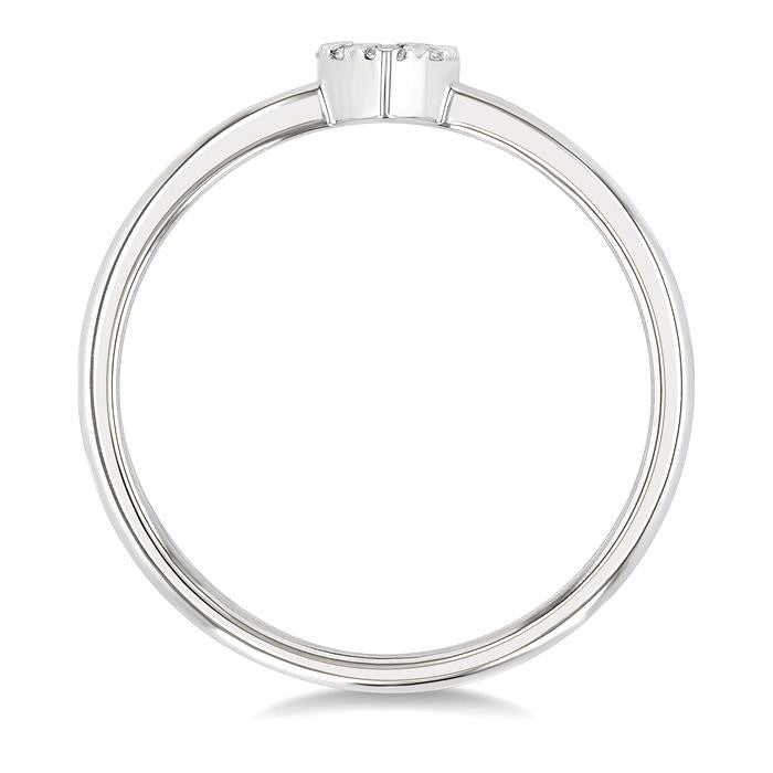1/10 Ctw Shine Bright Petite Heart Shape Round Cut Diamond Fashion Ring in 10K Yellow and White Gold