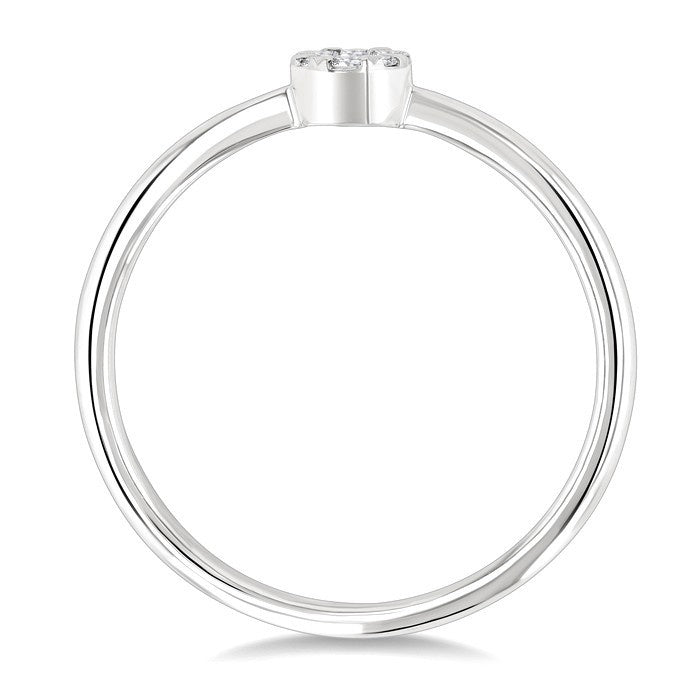 1/10 Ctw Shine Bright Petite Oval Shape Round Cut Diamond Fashion Ring in 10K Yellow and White Gold
