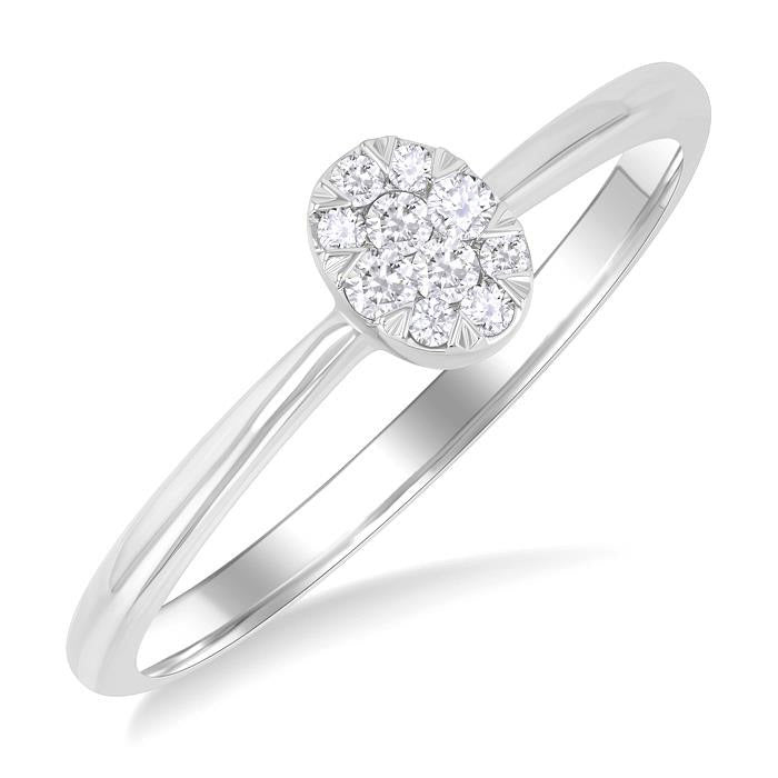 Oval Shape Shine Bright Petite Diamond Fashion Ring