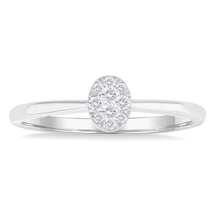 Oval Shape Shine Bright Petite Diamond Fashion Ring