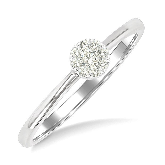 1/10 Ctw Shine Bright Petite Round Shape Round Cut Diamond Fashion Ring in 10K Yellow and White Gold
