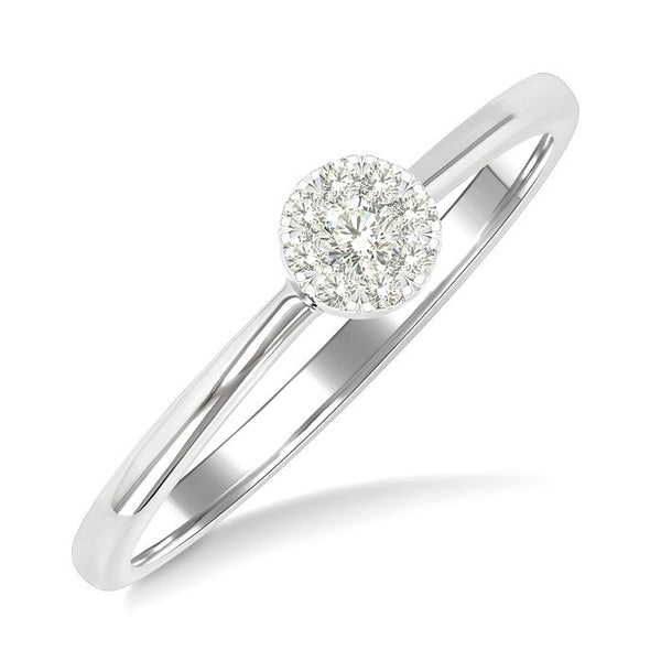 1/10 Ctw Shine Bright Petite Round Shape Round Cut Diamond Fashion Ring in 10K Yellow and White Gold