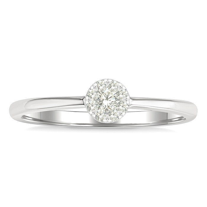 1/10 Ctw Shine Bright Petite Round Shape Round Cut Diamond Fashion Ring in 10K Yellow and White Gold
