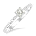 1/10 Ctw Shine Bright Petite Square Shape Round Cut Diamond Fashion Ring in 10K Yellow and White Gold