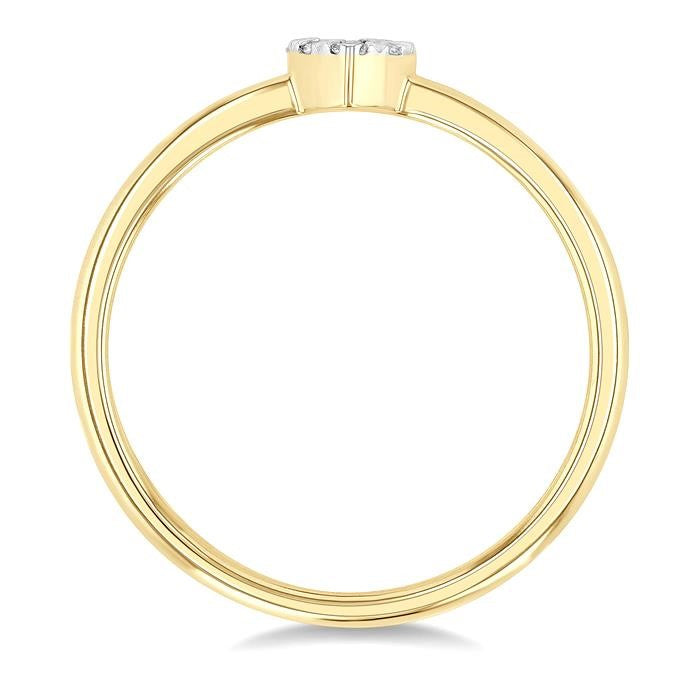 1/10 Ctw Shine Bright Petite Heart Shape Round Cut Diamond Fashion Ring in 10K Yellow Gold