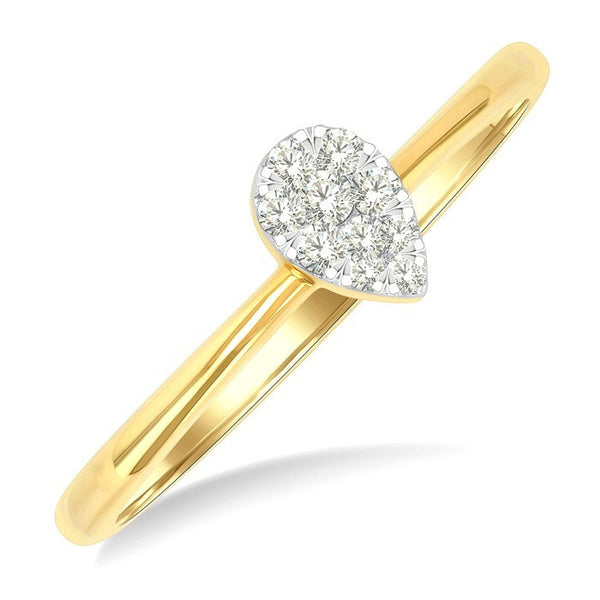 1/10 Ctw Shine Bright Petite Pear Shape Round Cut Diamond Fashion Ring in 10K Yellow Gold