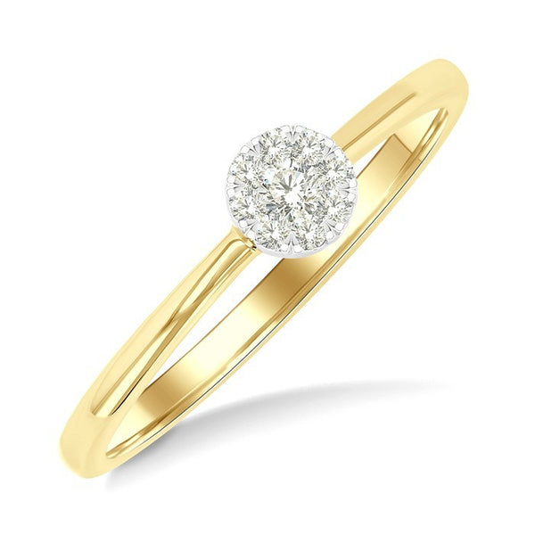 1/10 Ctw Shine Bright Petite Round Shape Round Cut Diamond Fashion Ring in 10K Yellow Gold