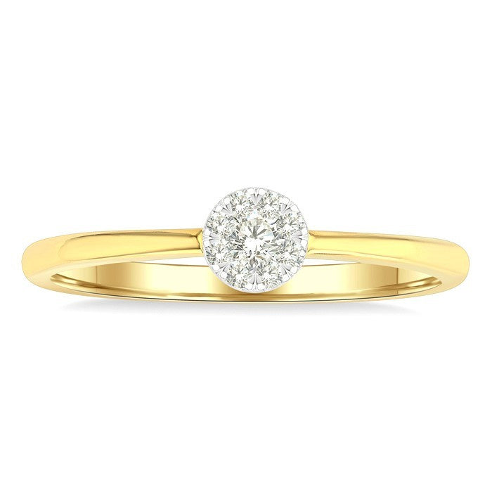 1/10 Ctw Shine Bright Petite Round Shape Round Cut Diamond Fashion Ring in 10K Yellow Gold