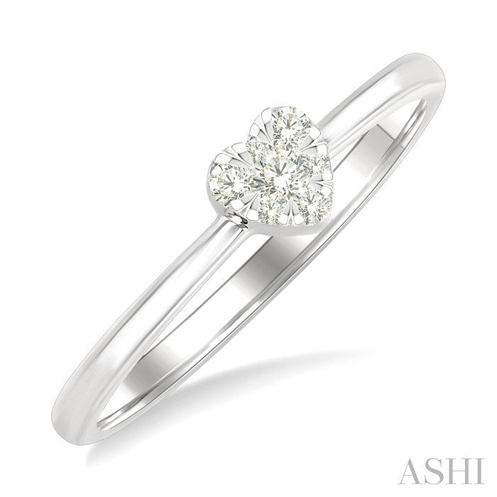 1/10 Ctw Shine Bright Petite Heart Shape Round Cut Diamond Fashion Ring in 10K Yellow and White Gold