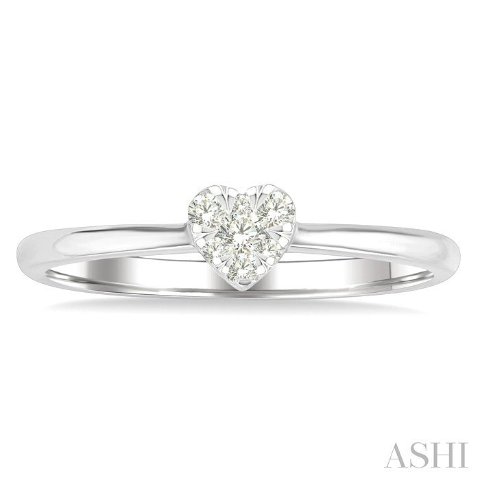 1/10 Ctw Shine Bright Petite Heart Shape Round Cut Diamond Fashion Ring in 10K Yellow and White Gold