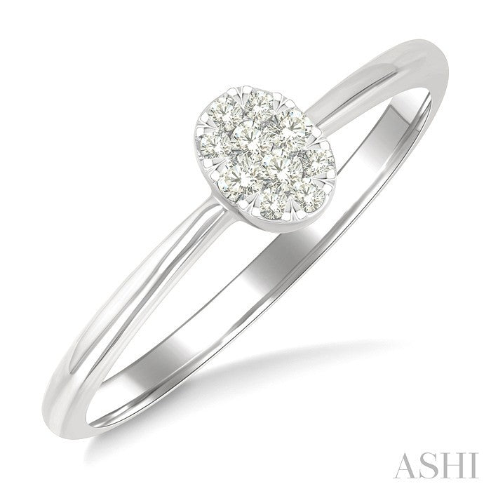1/10 Ctw Shine Bright Petite Oval Shape Round Cut Diamond Fashion Ring in 10K Yellow and White Gold