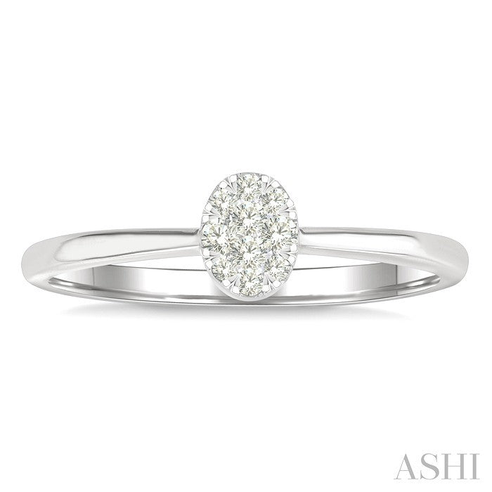 1/10 Ctw Shine Bright Petite Oval Shape Round Cut Diamond Fashion Ring in 10K Yellow and White Gold