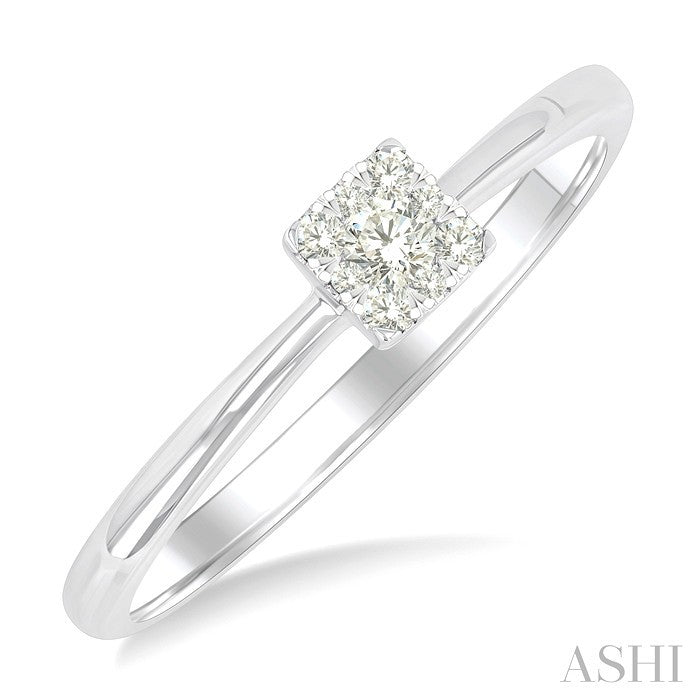 1/10 Ctw Shine Bright Petite Square Shape Round Cut Diamond Fashion Ring in 10K Yellow and White Gold