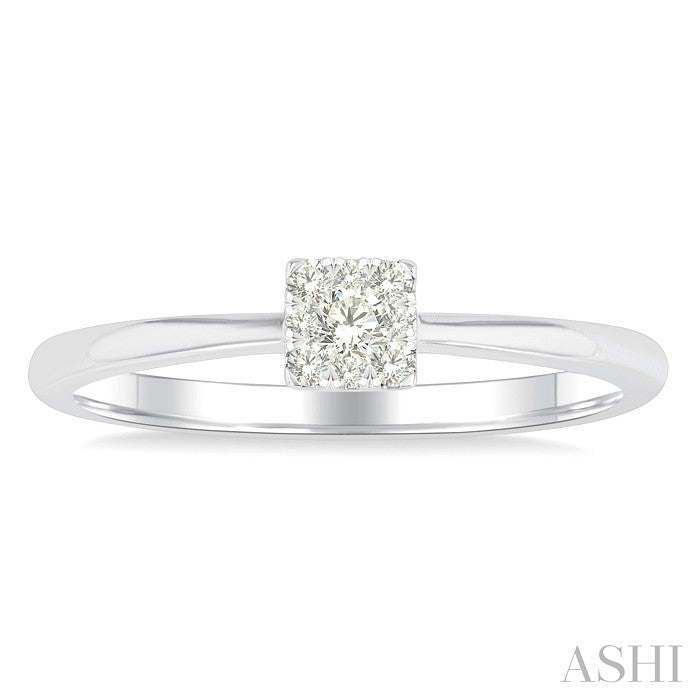 1/10 Ctw Shine Bright Petite Square Shape Round Cut Diamond Fashion Ring in 10K Yellow and White Gold