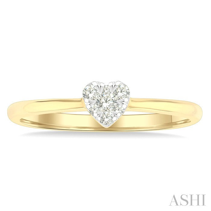 1/10 Ctw Shine Bright Petite Heart Shape Round Cut Diamond Fashion Ring in 10K Yellow Gold