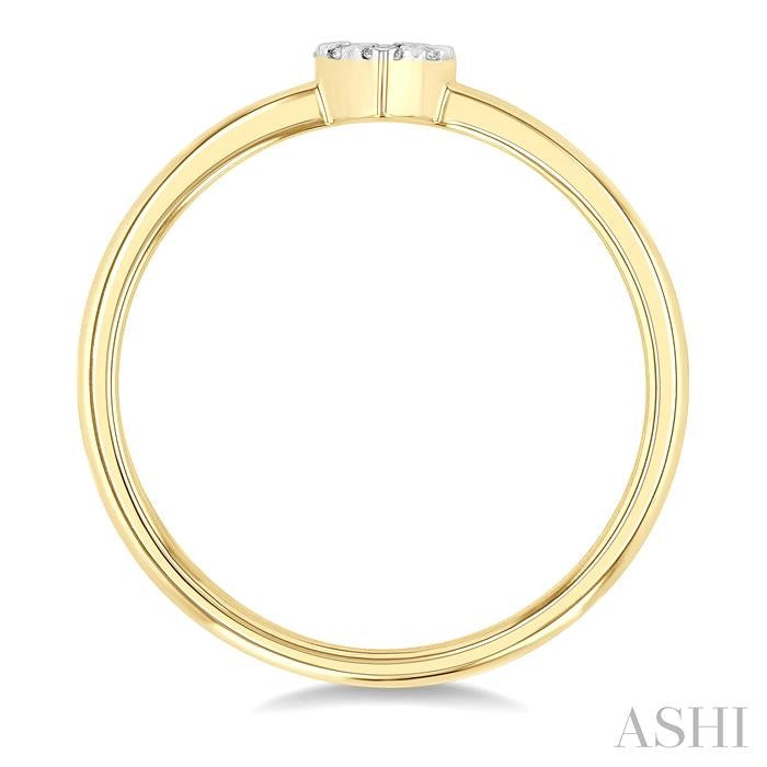1/10 Ctw Shine Bright Petite Heart Shape Round Cut Diamond Fashion Ring in 10K Yellow Gold