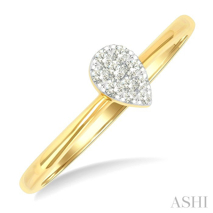 1/10 Ctw Shine Bright Petite Pear Shape Round Cut Diamond Fashion Ring in 10K Yellow Gold