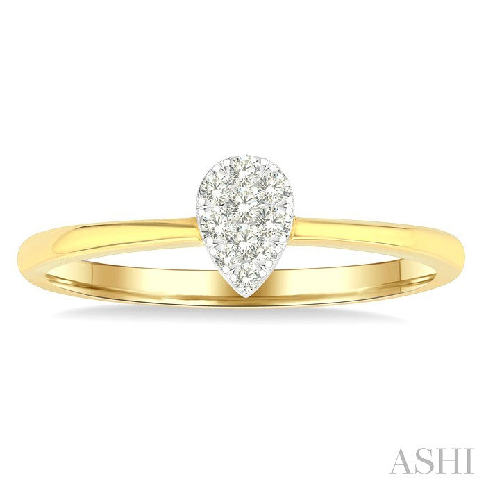 1/10 Ctw Shine Bright Petite Pear Shape Round Cut Diamond Fashion Ring in 10K Yellow Gold