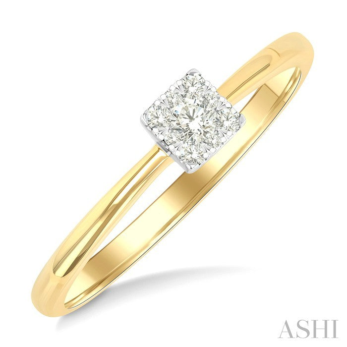 1/10 Ctw Shine Bright Petite Square Shape Round Cut Diamond Fashion Ring in 10K Yellow Gold