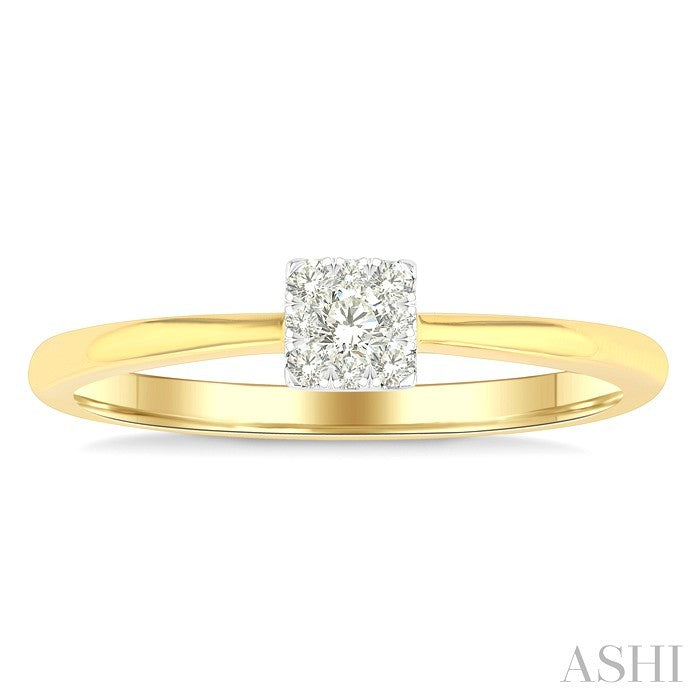 1/10 Ctw Shine Bright Petite Square Shape Round Cut Diamond Fashion Ring in 10K Yellow Gold