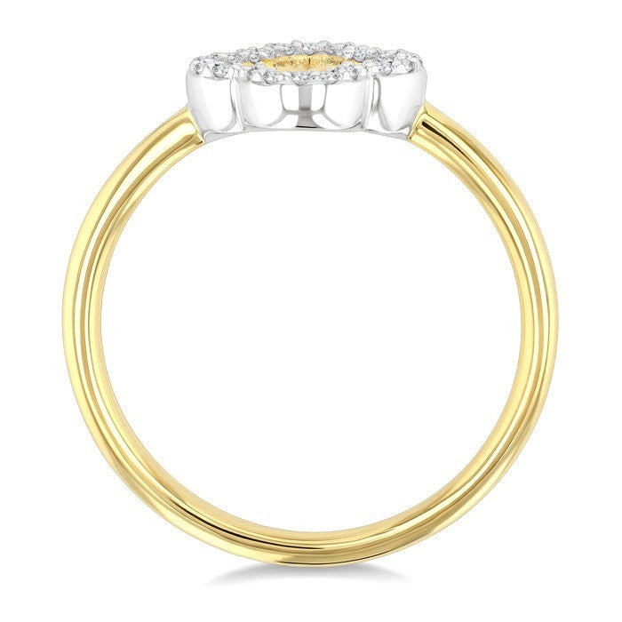 1/10 Ctw Petite Fluted Clover Round Cut Diamond Pirouette Fashion Ring in 10K Yellow and White Gold