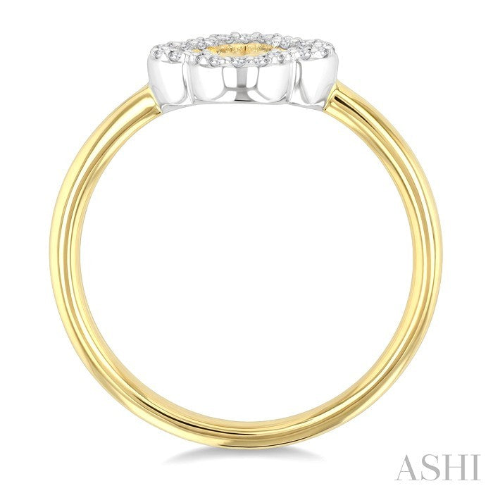1/10 Ctw Petite Fluted Clover Round Cut Diamond Pirouette Fashion Ring in 10K Yellow and White Gold