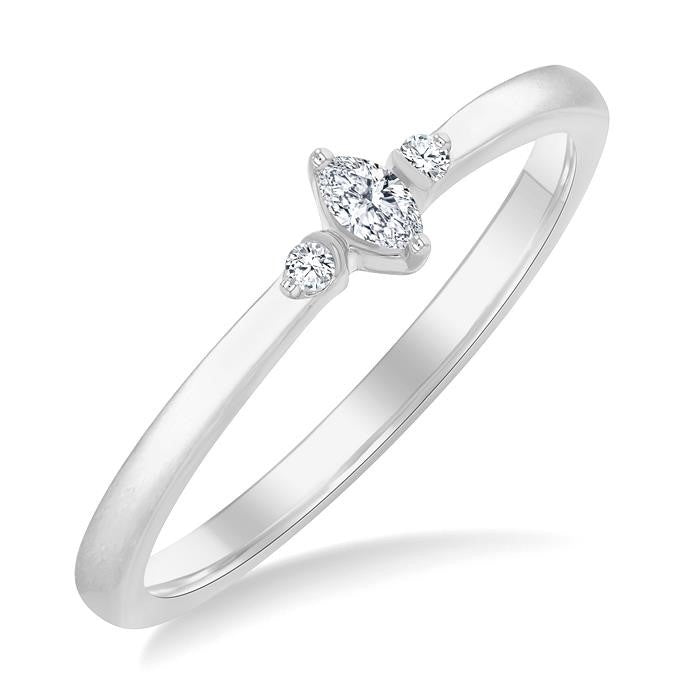 Marquise Shape 3 Stone Petite Diamond Ring