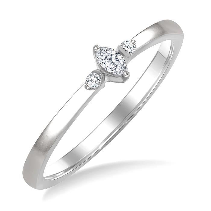 Marquise Shape 3 Stone Petite Diamond Ring