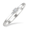 1/10 Ctw Three Stone Round Cut Diamond Petite Fashion Ring in 10K White Gold
