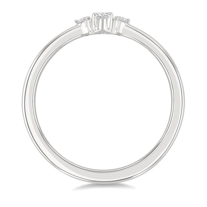 1/10 Ctw Three Stone Round Cut Diamond Petite Fashion Ring in 10K White Gold