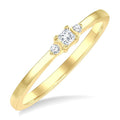 1/10 Ctw Three Stone Princess and Round Cut Diamond Petite Fashion Ring in 10K Yellow Gold