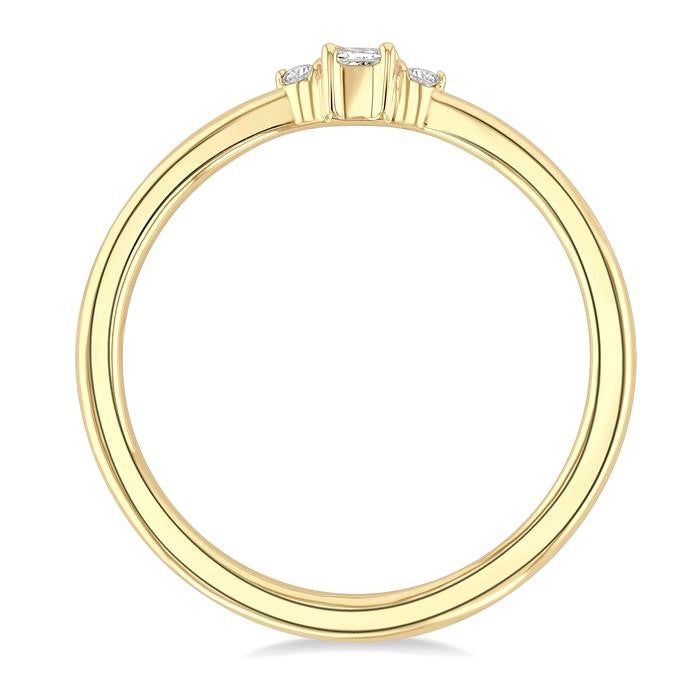 1/10 Ctw Three Stone Princess and Round Cut Diamond Petite Fashion Ring in 10K Yellow Gold