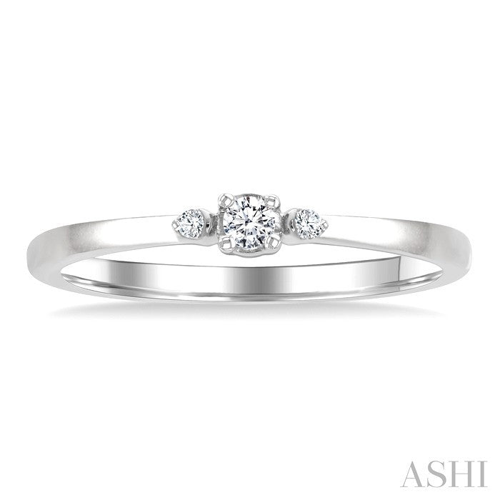 1/10 Ctw Three Stone Round Cut Diamond Petite Fashion Ring in 10K White Gold