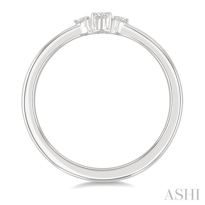 1/10 Ctw Three Stone Round Cut Diamond Petite Fashion Ring in 10K White Gold