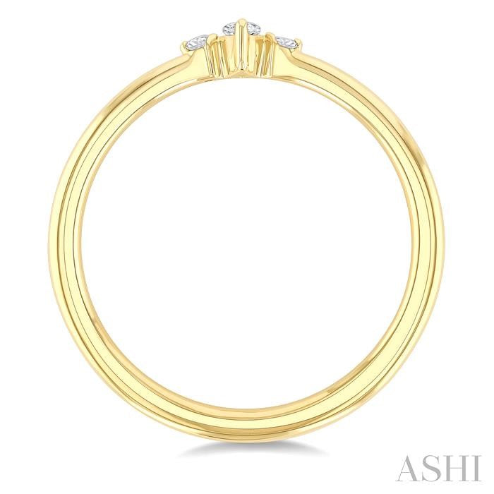 1/10 Ctw Three Stone Marquise and Round Cut Diamond Petite Fashion Ring in 10K Yellow Gold