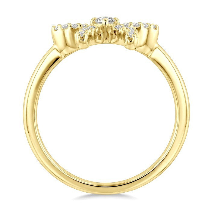 1/5 Ctw Round Cut Diamond Bow Fashion Ring in 10K Yellow Gold