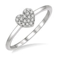 1/10 Ctw Heart Charm Round Cut Diamond Petite Fashion Ring in 14K White Gold