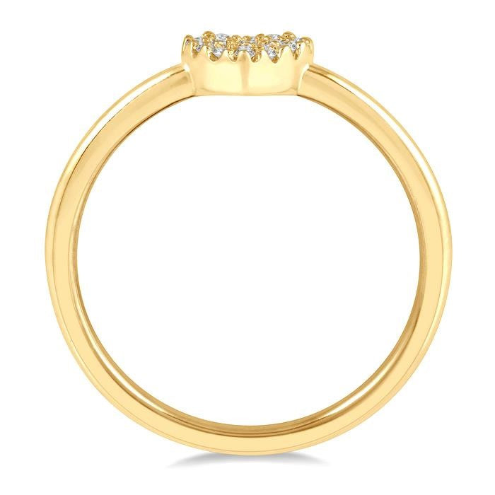 1/10 Ctw Heart Charm Round Cut Diamond Petite Fashion Ring in 10K Yellow Gold