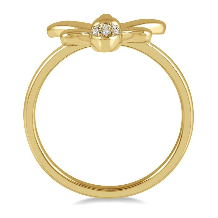 1/20 Ctw Bumble Bee Round Cut Diamond Petite Fashion Ring in 14K Yellow Gold